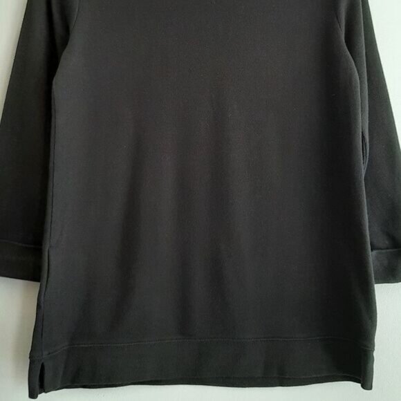 ANNE KLEIN / Micro Gem Studded Lion Logo Boat Neck Black Tee Sz S - Picture 9 of 11